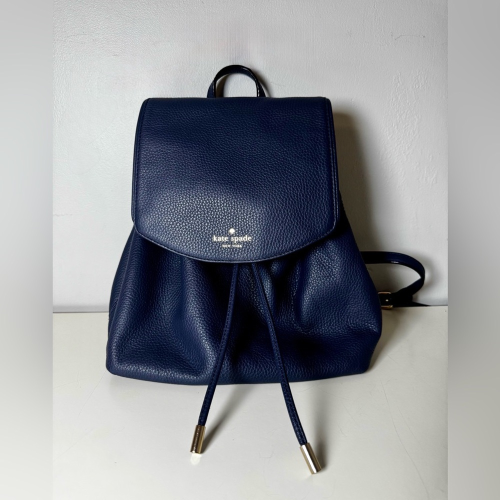 Kate Spade New York Mulberry Street Small Breezy Navy Leather Backpack